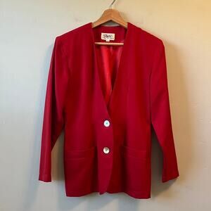 VINTAGE Women's Posh Design Red Blazer Jacket MEDIUM